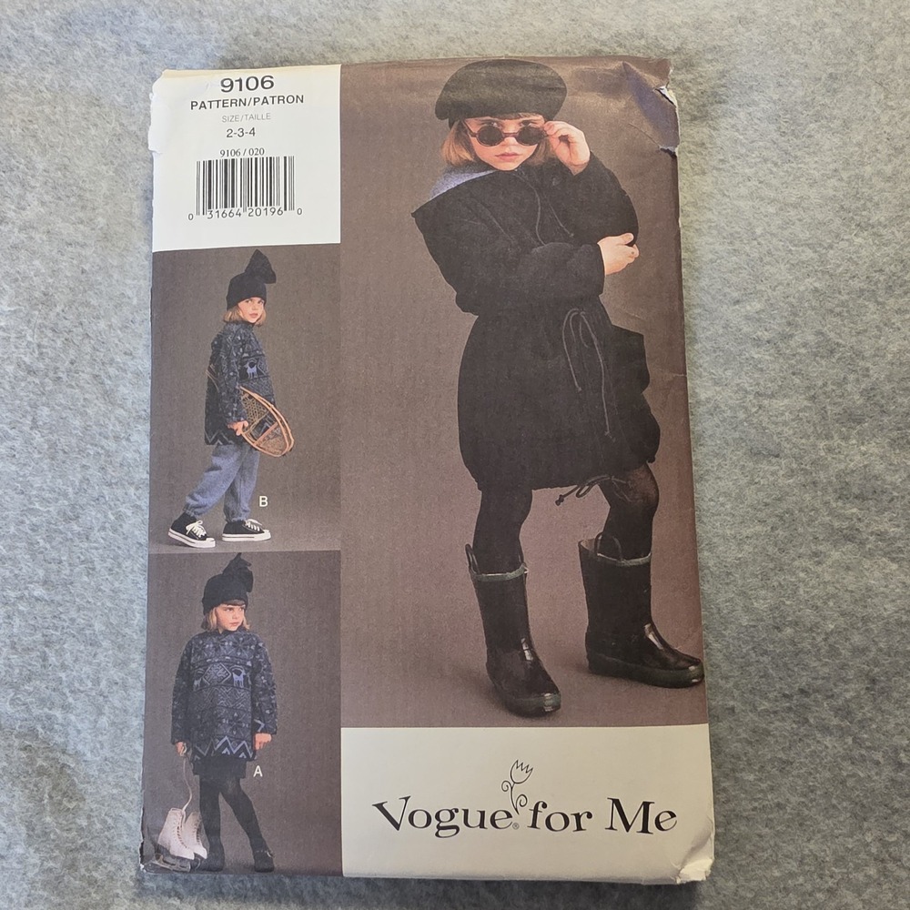 VOGUE 9106 GIRLS JACKET w/HOOD TOP SKIRT  PANTS & HAT PATTERN  Sz 2 3 4 Uncut